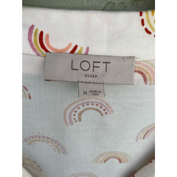 Ann Taylor Loft Sz M Rainbow Button Down Sleep Shirt - Picture 9 of 9